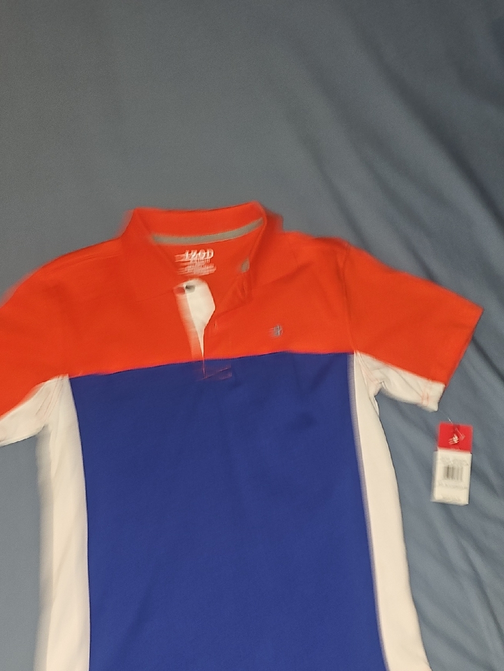 Izod Colorblock Polo Shirt - Orange, Blue & White